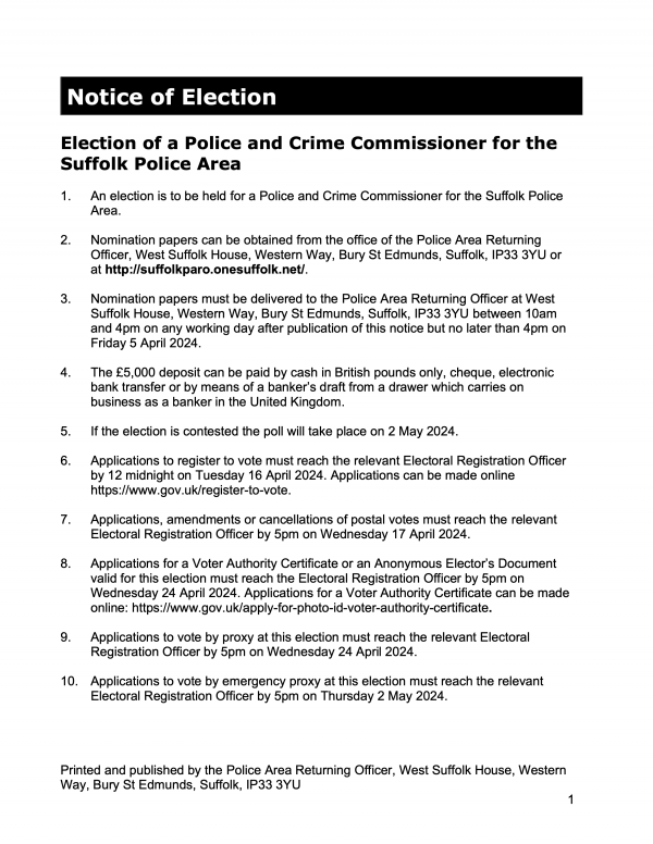 PCC election Notice of Election 2 May 2024 4