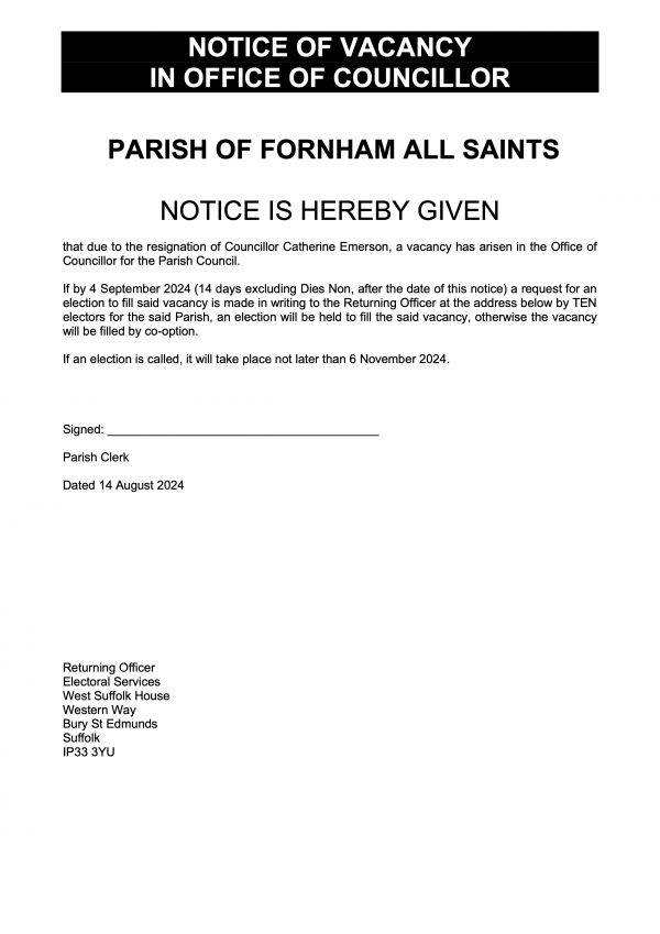 2024.08.14 Fornham All Saints Parish Council Councillor Catherine Emerson