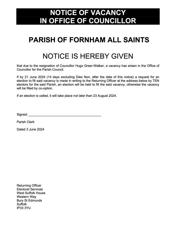 2025.06.03 Fornham All Saints Parish Council Councillor Hugo Greer Walker